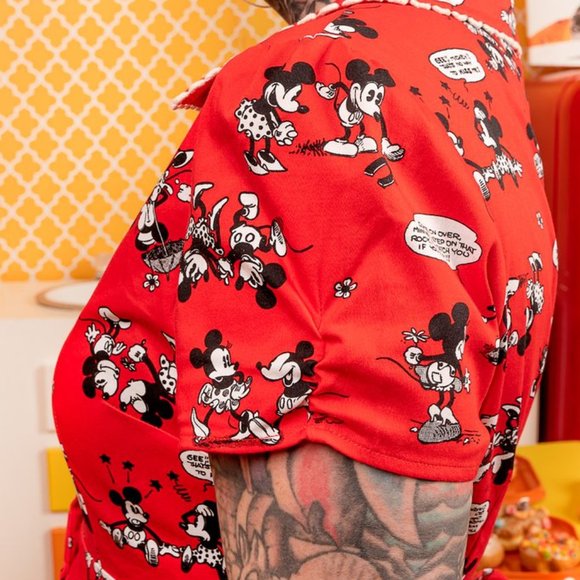 Stitch Shoppe by Loungefly Disney Mickey & Minnie Red Comic Strip Diner Dress - Picture 6 of 8